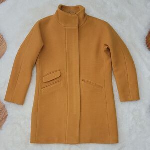 J Crew Mercantile Women Cocoon Coat Italian Stadium-Cloth Wool Golden Mustard 4P